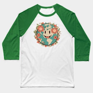 Mother Earth Surrounded By Flowers Baseball T-Shirt